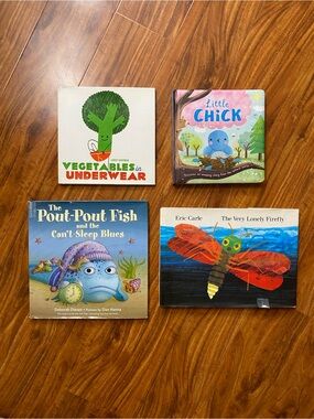 4 Item Kids Pout Pout Fish + Lonely Firefly + Little Chick Hardcover Books